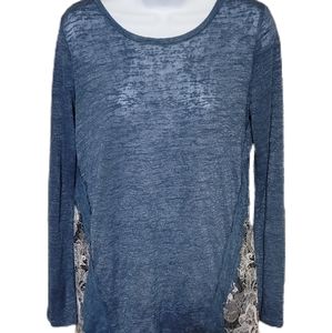 Xhiliration Medium Navy Shirt With Lace Detail